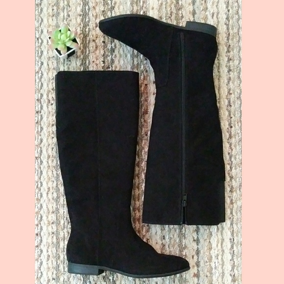 navy suede tall boots